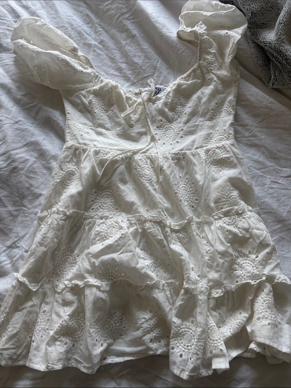 Princess Polly White Eyelet Tiered Mini Dress - Women